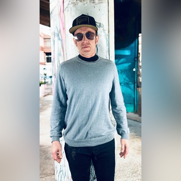 Taken down until MADe ART Crew Neck Cotton Wool Blend Sweater with Leather Elbow - Picture 2 of 5